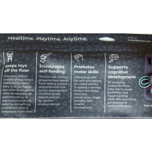 Busy Baby Placemat & Tether System Mealtime Mat Playtime Toys Suction Green NEW - Picture 7 of 7